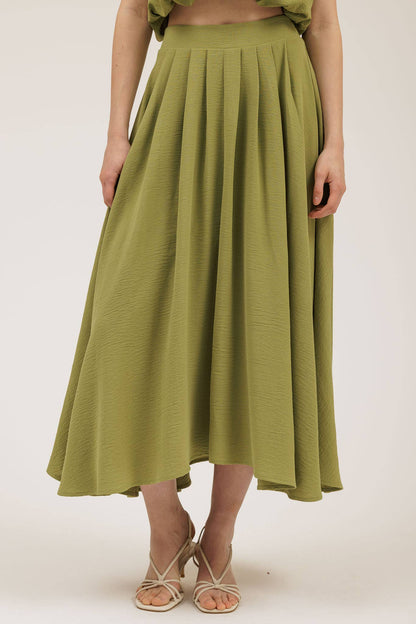BOX PLEATED MIDI SKIRT