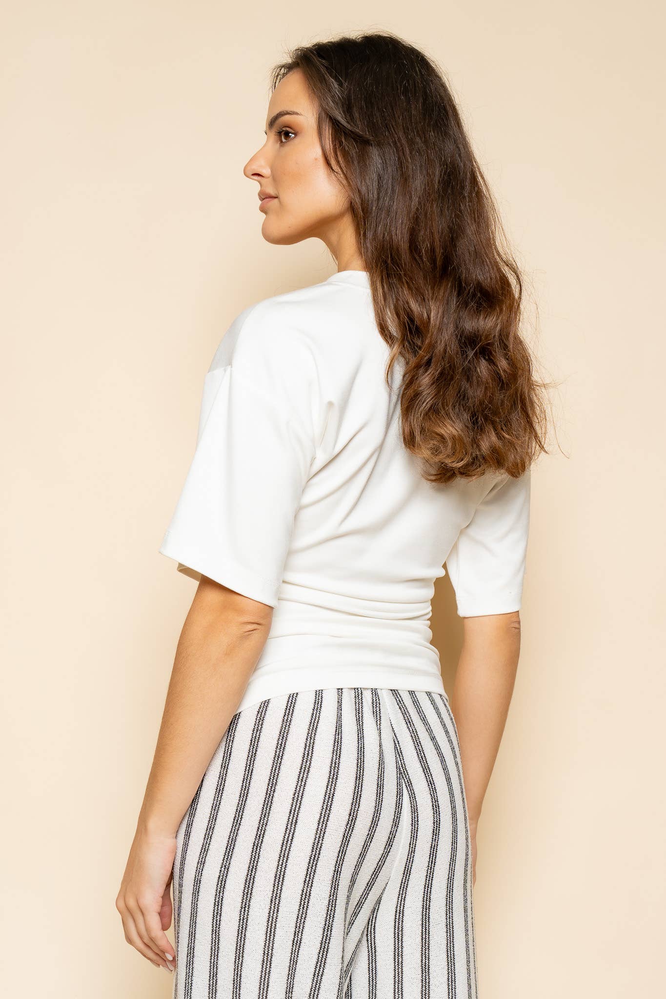 The Ruched Edit — White Side-Ruched Tee