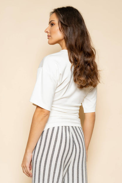 The Ruched Edit — White Side-Ruched Tee