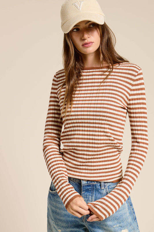 Ribbed Knit Striped Top