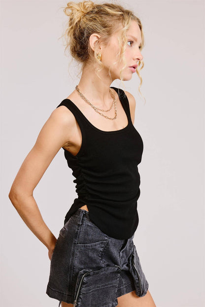 Ruched Ribbed Tank Top