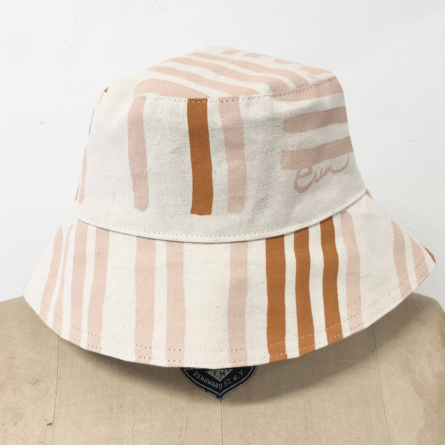 Dusty Pink Grid Bucket Hat