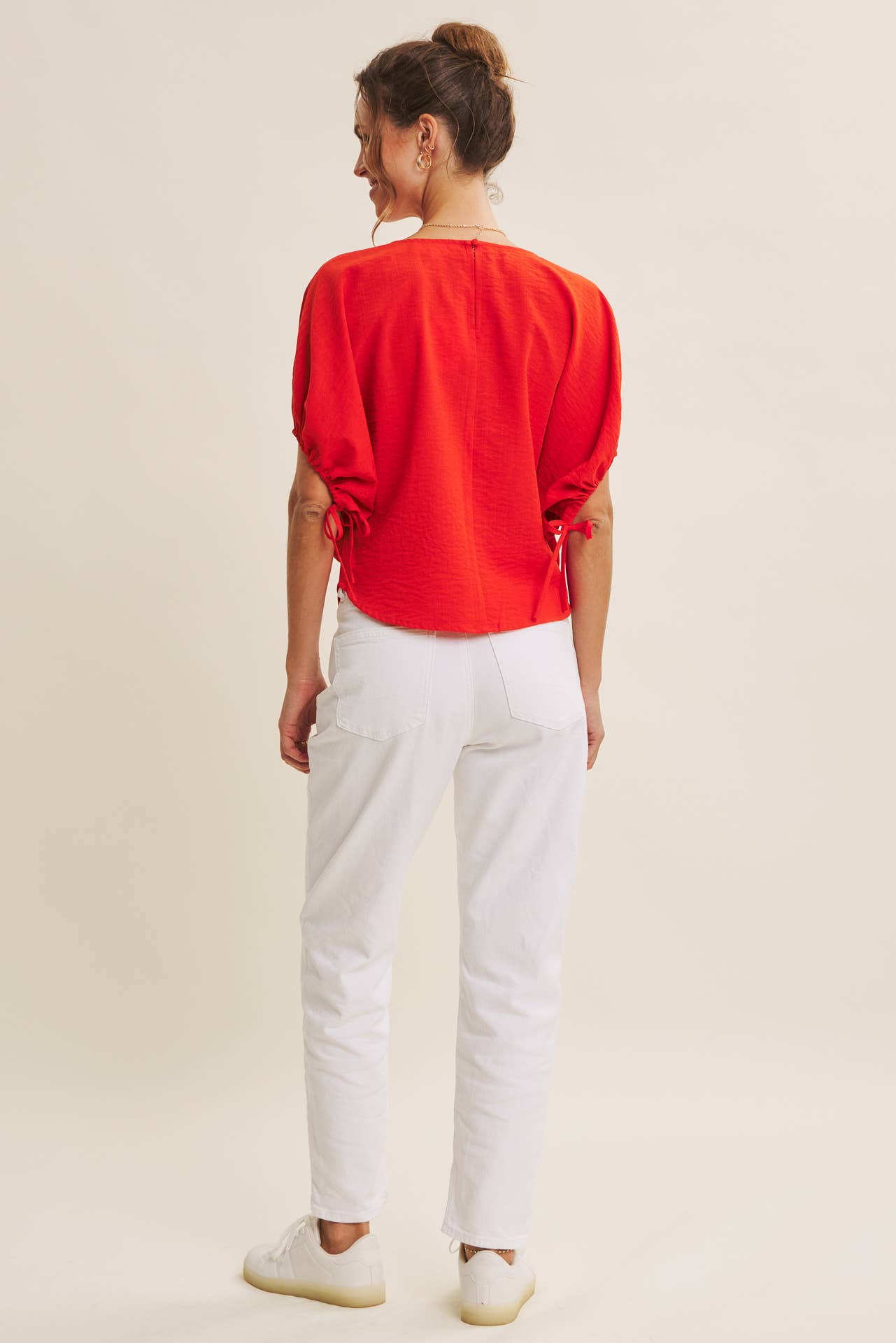 Crinkled Ruched Dolman Blouse