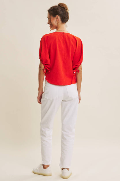 Crinkled Ruched Dolman Blouse