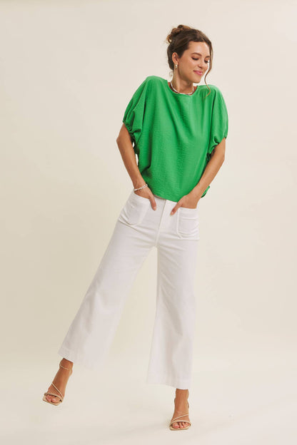 Crinkled Ruched Dolman Blouse