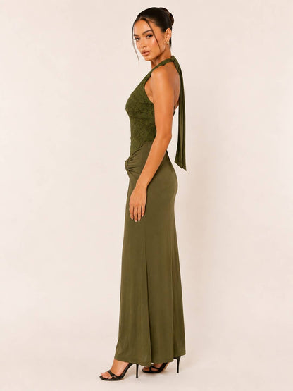 HALTER CONTRAST MAXI DRESS