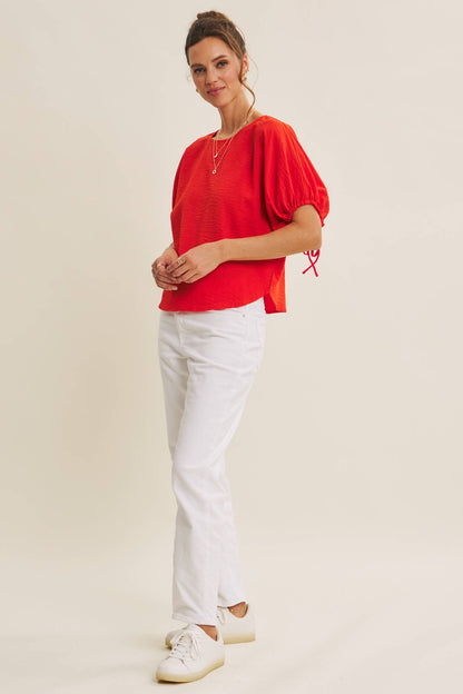 Crinkled Ruched Dolman Blouse