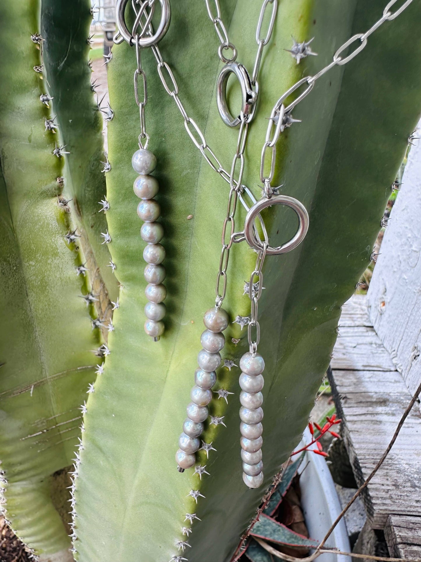 Silver Pearl Drop Necklace