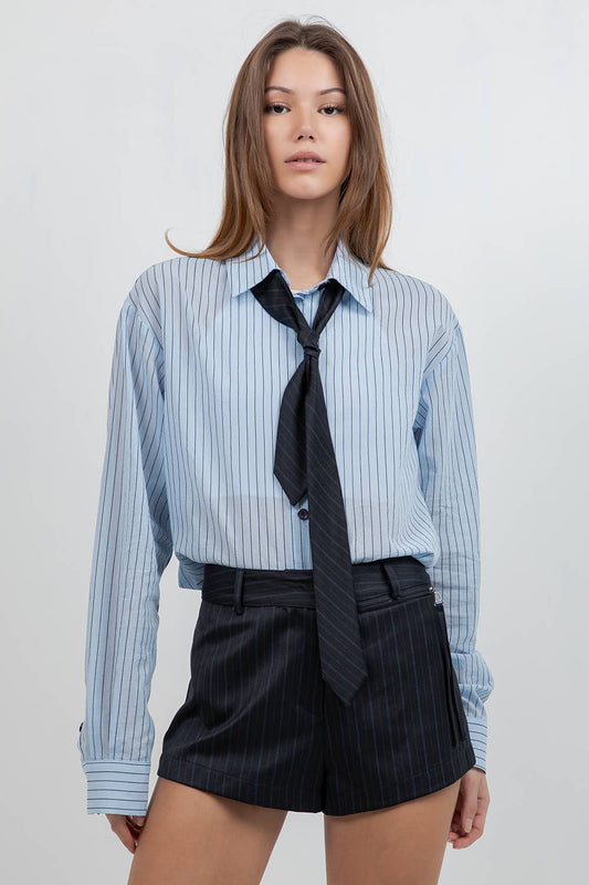 Pinstripe Button Up With Tie