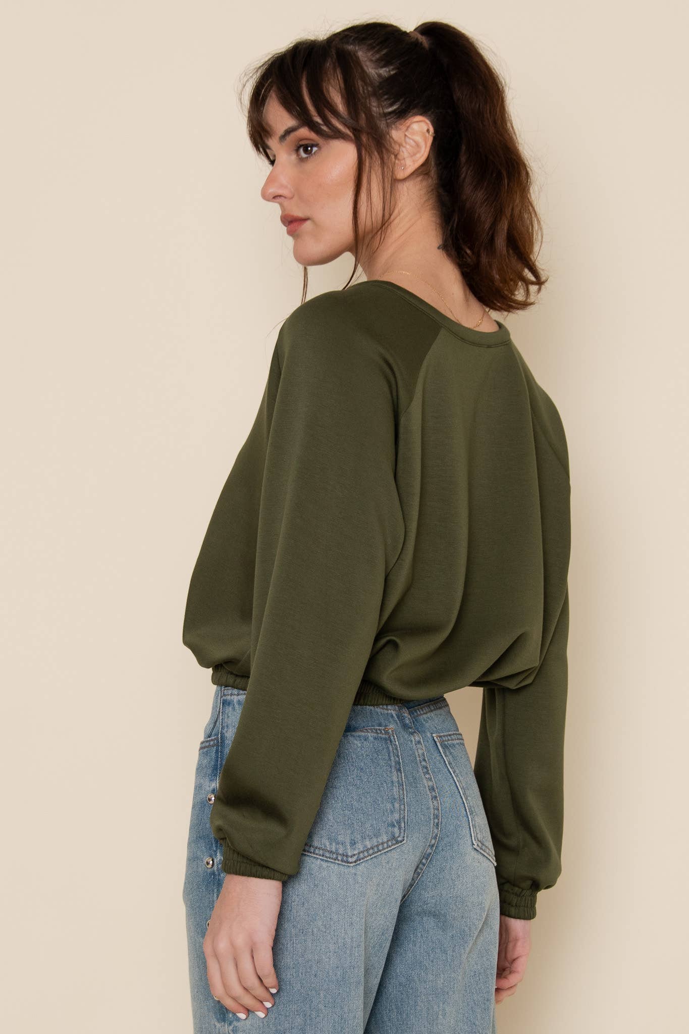Claire Olive V-Neck Modal Top