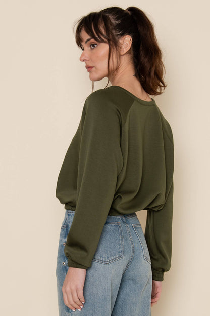 Claire Olive V-Neck Modal Top