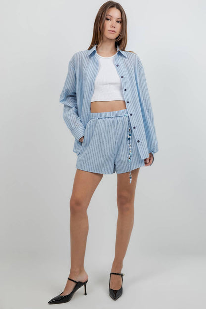 Pinstripe Button Up With Tie