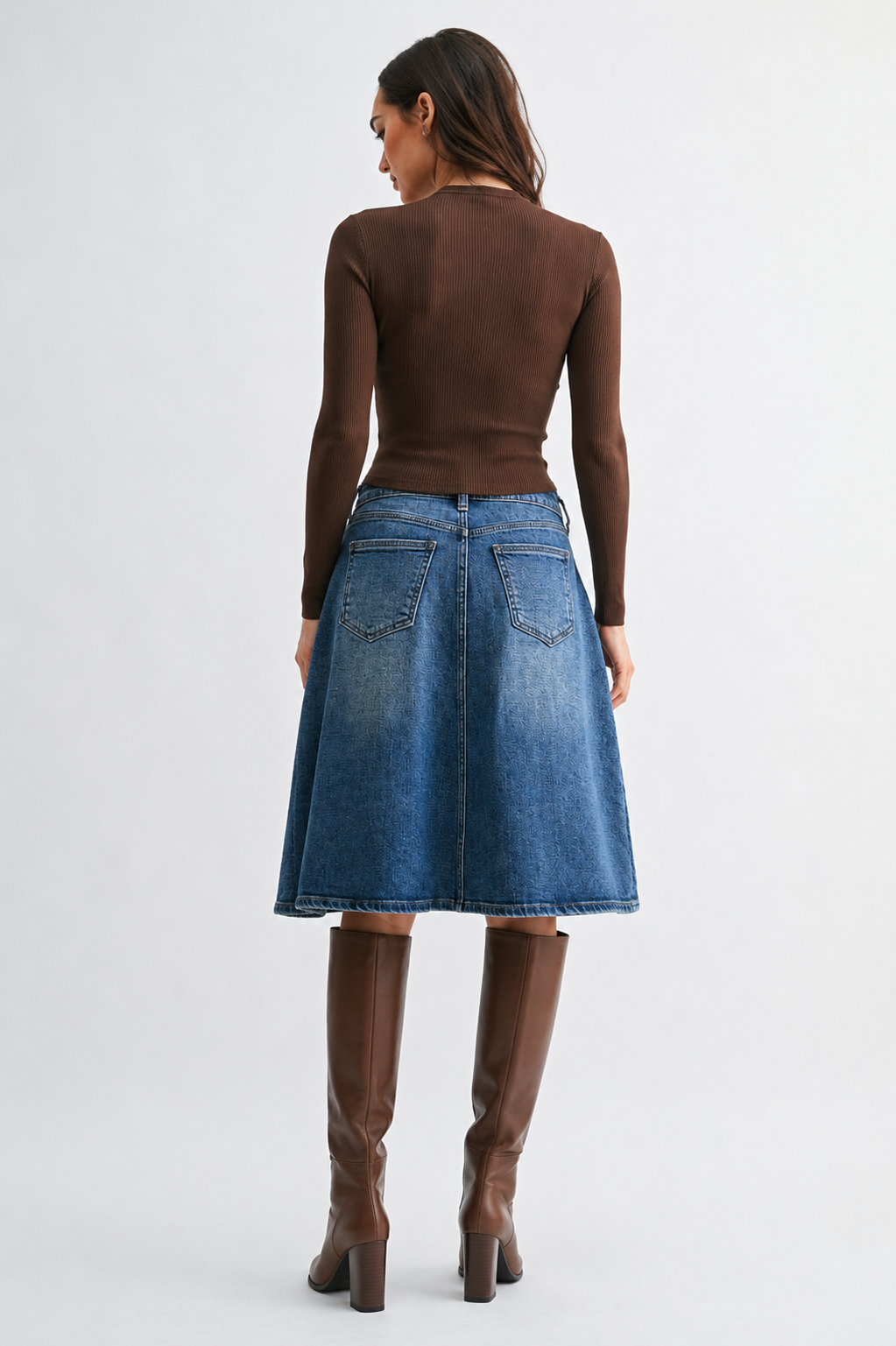 Flowy Midi Denim Skirt