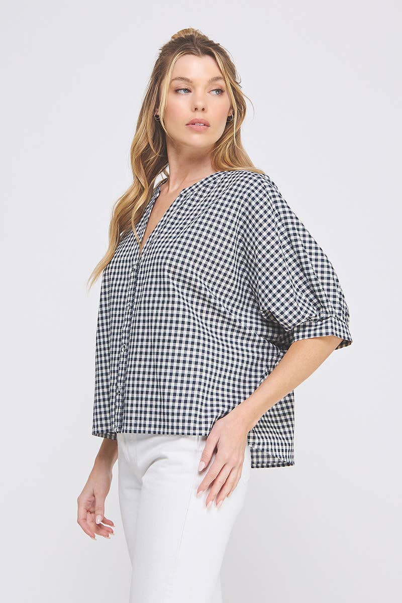 Gingham Cotton Button Up