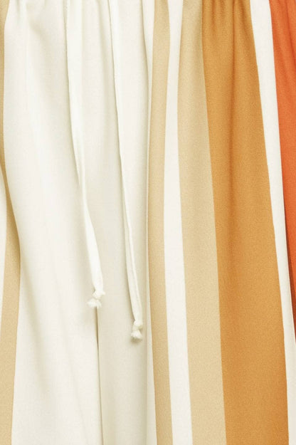 Ivory & Rust Striped Wide-Leg Pant