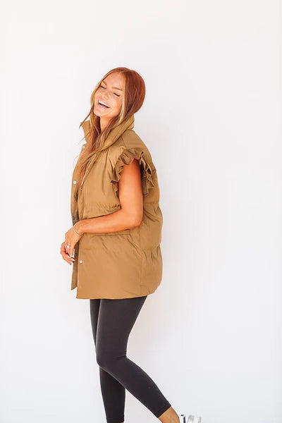 PUFFER VEST with ruffle sleeve