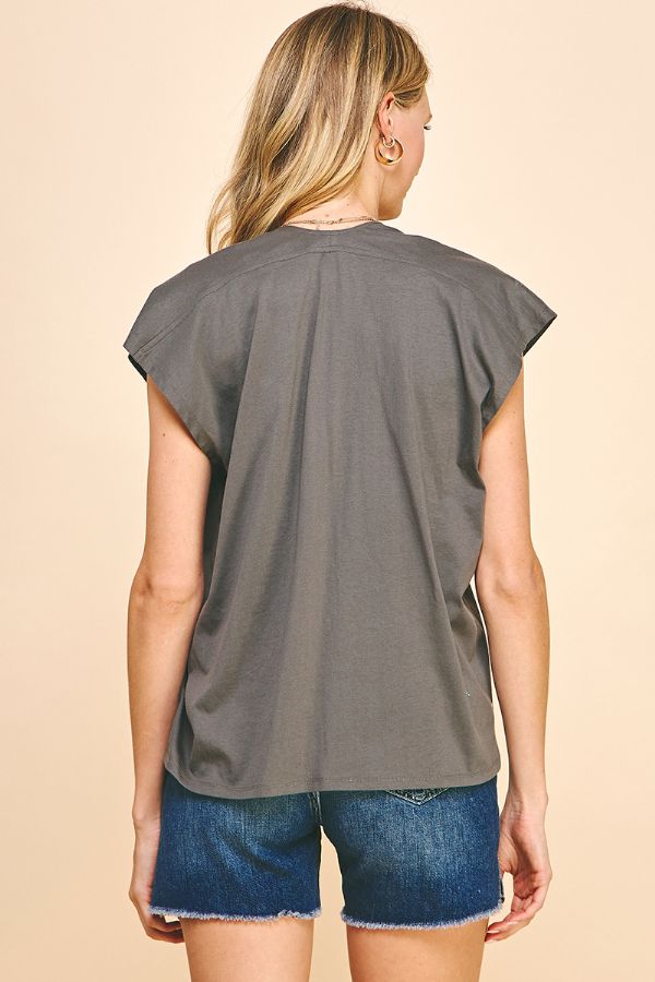 Cap Sleeve V-Neck Top