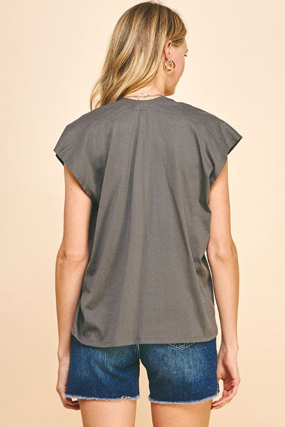 Cap Sleeve V-Neck Top