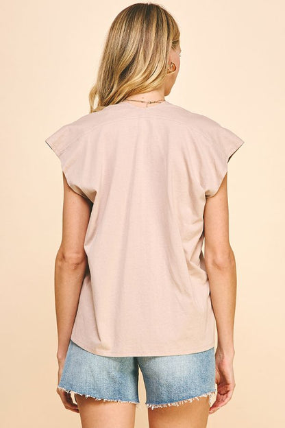 Cap Sleeve V-Neck Top